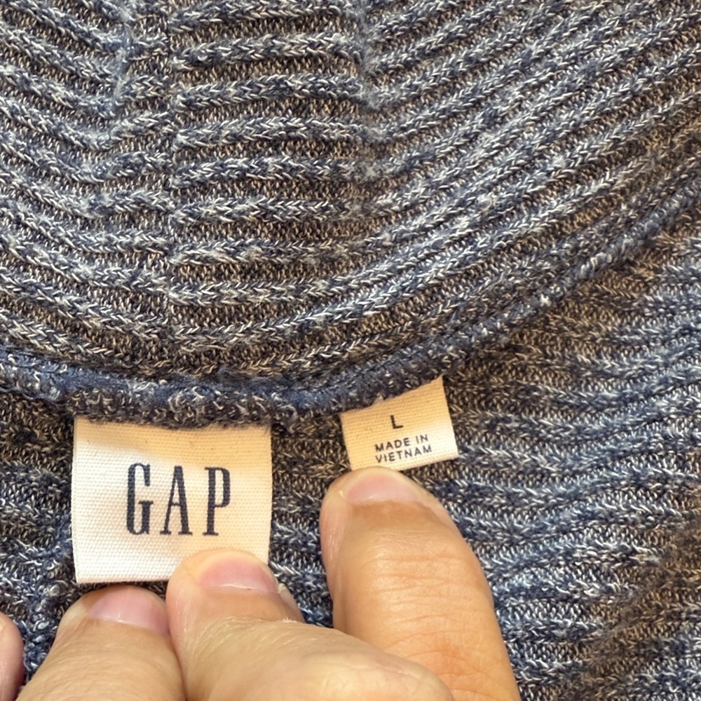 GAP Cocoon Cardigan Sweater, Ribbed, Heathered Blue, Size L - Picture 5 of 8